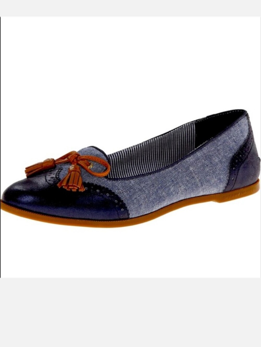 Sperry Top-Sider Women's Harper Oxford Cloth Wedge Pump Navy/midnight Sz 7.5 EUC